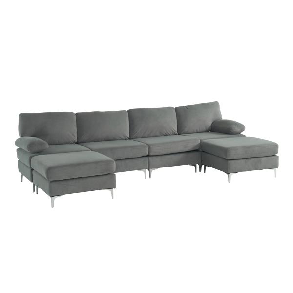 Homeville Pablo hjørnesofa velour grå 315x147x86cm