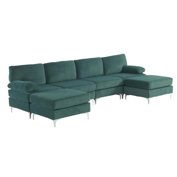 Homeville Pablo hjørnesofa velour grøn 315x147x86cm