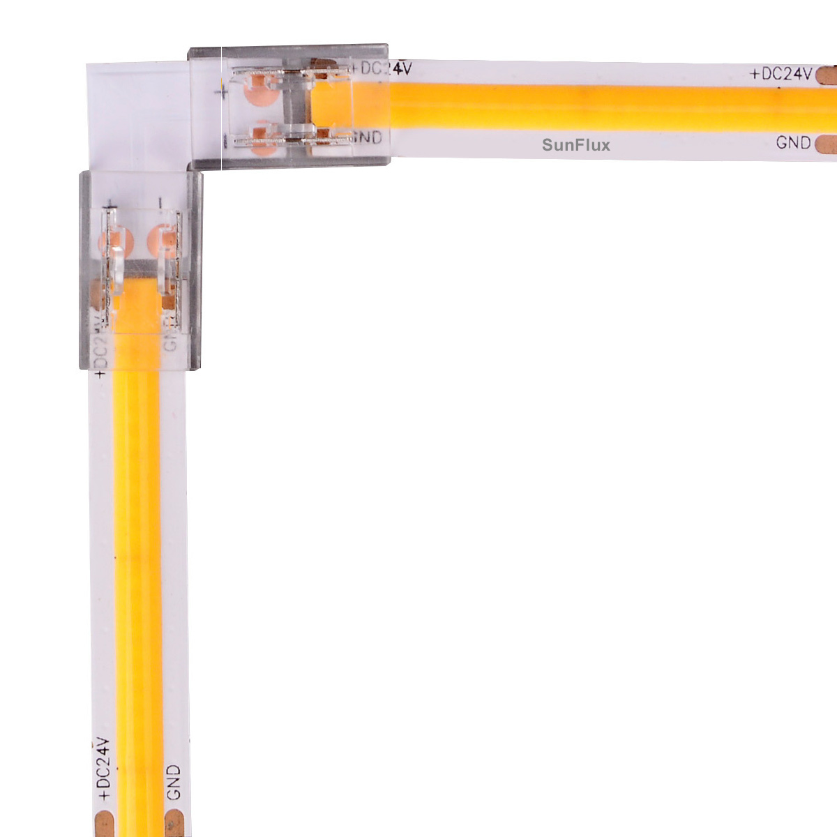 LED bånd hjørne for 10 mm COB strips med 2 x press