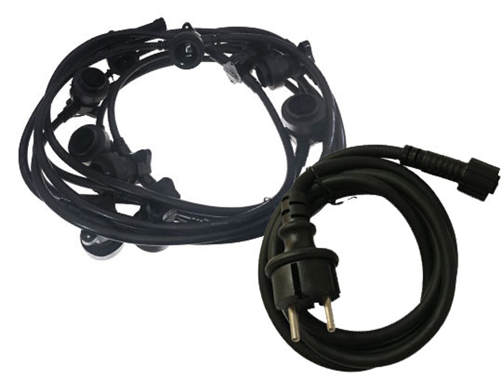 Pro. 7,5m lyskæde t. E27, IP44 m. strøm tilslut.