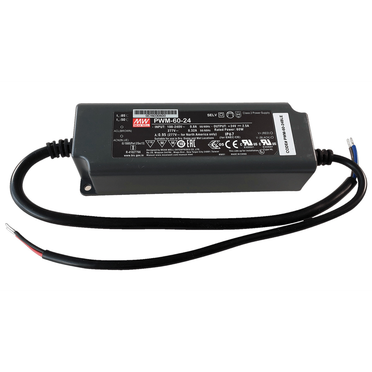 Meanwell PWM-60-24 IP21 60W 24V Dæmpbar 1-10V