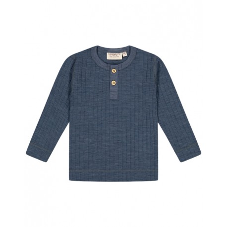 Granddad T-shirt Med Lange Ærmer I Dropneedle-strik, 100% Merino Uld, Oeko-tex®