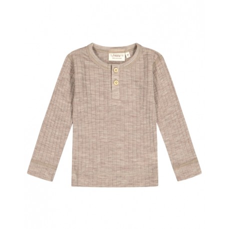 Granddad T-shirt Med Lange Ærmer I Dropneedle-strik, 100% Merino Uld, Oeko-tex®