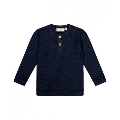 Granddad T-shirt Med Lange Ærmer I Dropneedle-strik, 100% Merino Uld, Oeko-tex®