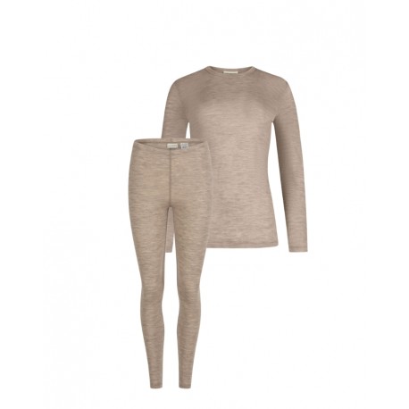 Damesæt I 100% Merino Uld, Langærmet T-shirt & Leggings, 1x1 Rib
