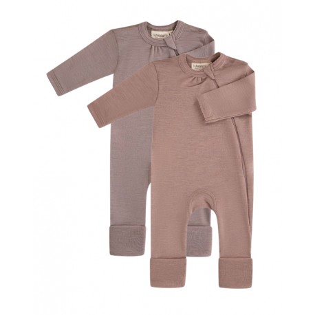 Byhappyme, Heldragt I 1x1 Rib Med Lynlås I 100% Merino Uld, Oeko-tex®, 2-pak