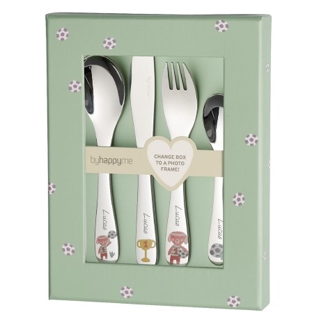 Børnebestik Med Navn, Football, Billederamme Inkluderet