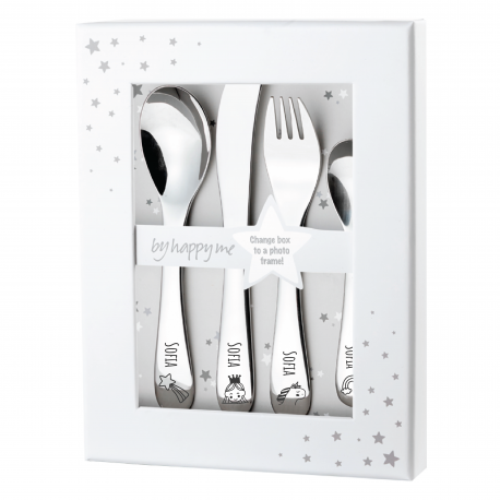 Byhappyme, Børnebestik Med Navn, Fairytale, Rustfrit Stål, Gaveidé