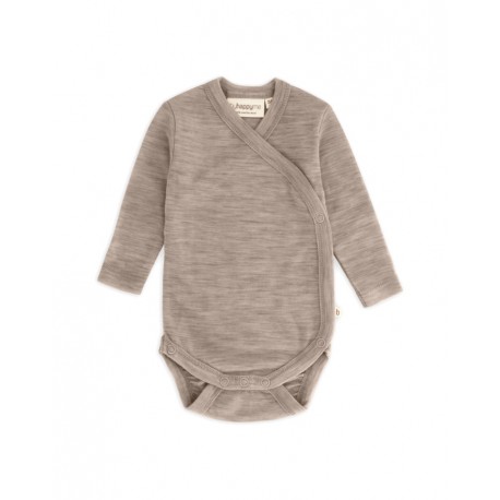 Body Med Lang Ærme Og Slå Om Lukning Til Baby I 100% Økologisk Merino Uld