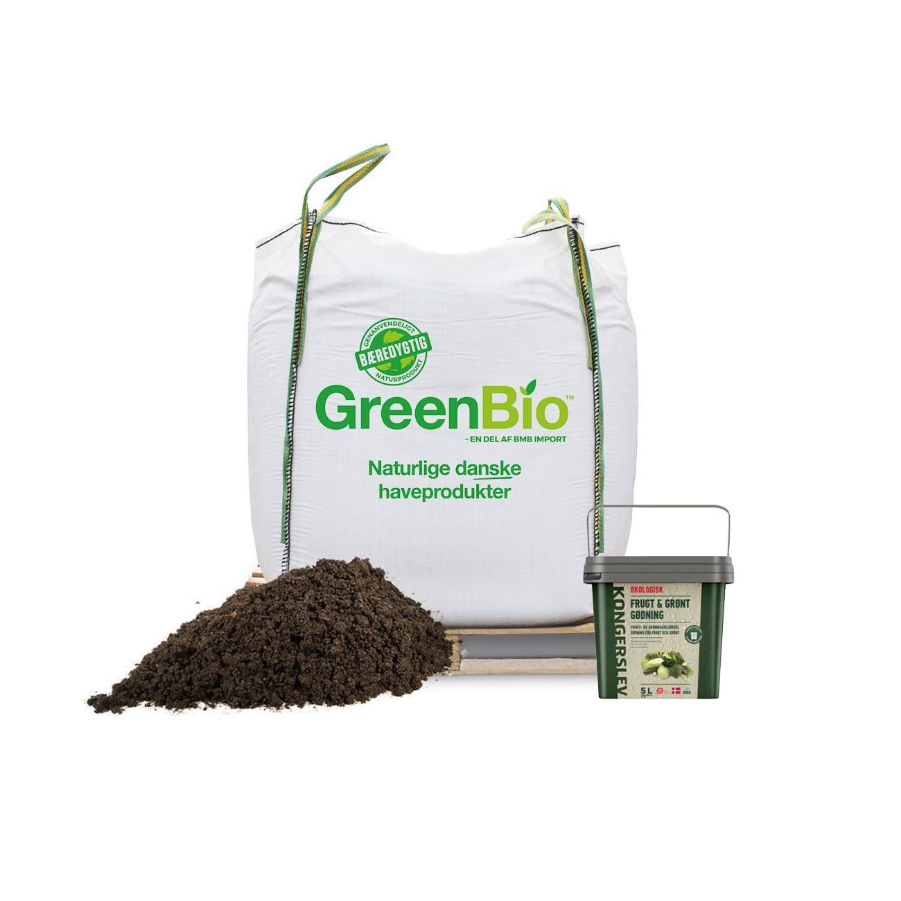 Højbedsmuld til økologisk dyrkning 1000 L + 5L Økologisk frugt- og grøntsagsgødning