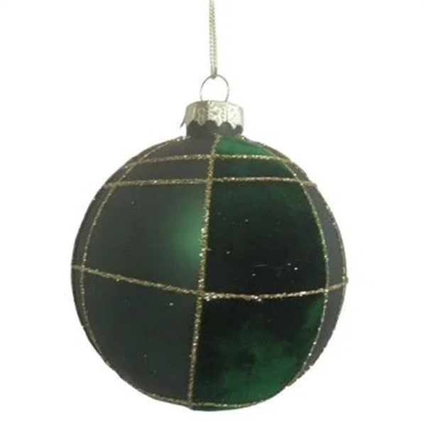 Det Gamle Apotek Julekugle i Glas med glimmer i grøn - Ø8cm.