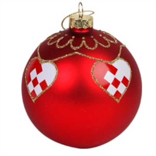 Det Gamle Apotek Julekugle i Glas med Flettet Hjerte - Ø8cm.