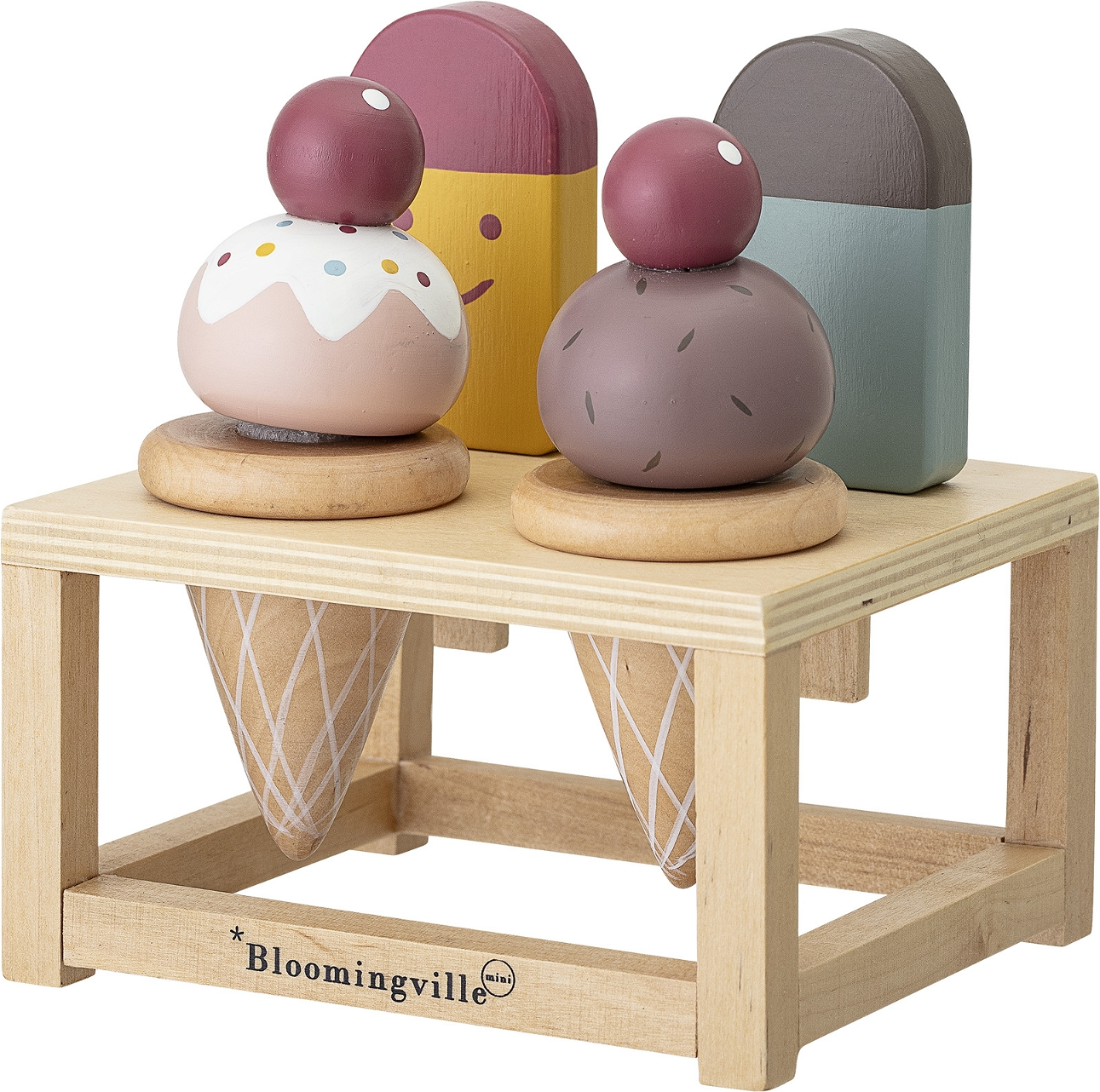 Legetøjsmad sæt til legekøkken Bloomingville Mini Hasham rød krydsfiner H15×B11,5×L13,5 cm