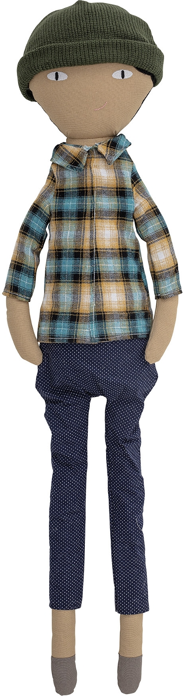 Dukke Bloomingville Mini Sigge krammevenlig 86,5 cm blå bomuld med aftageligt tøj