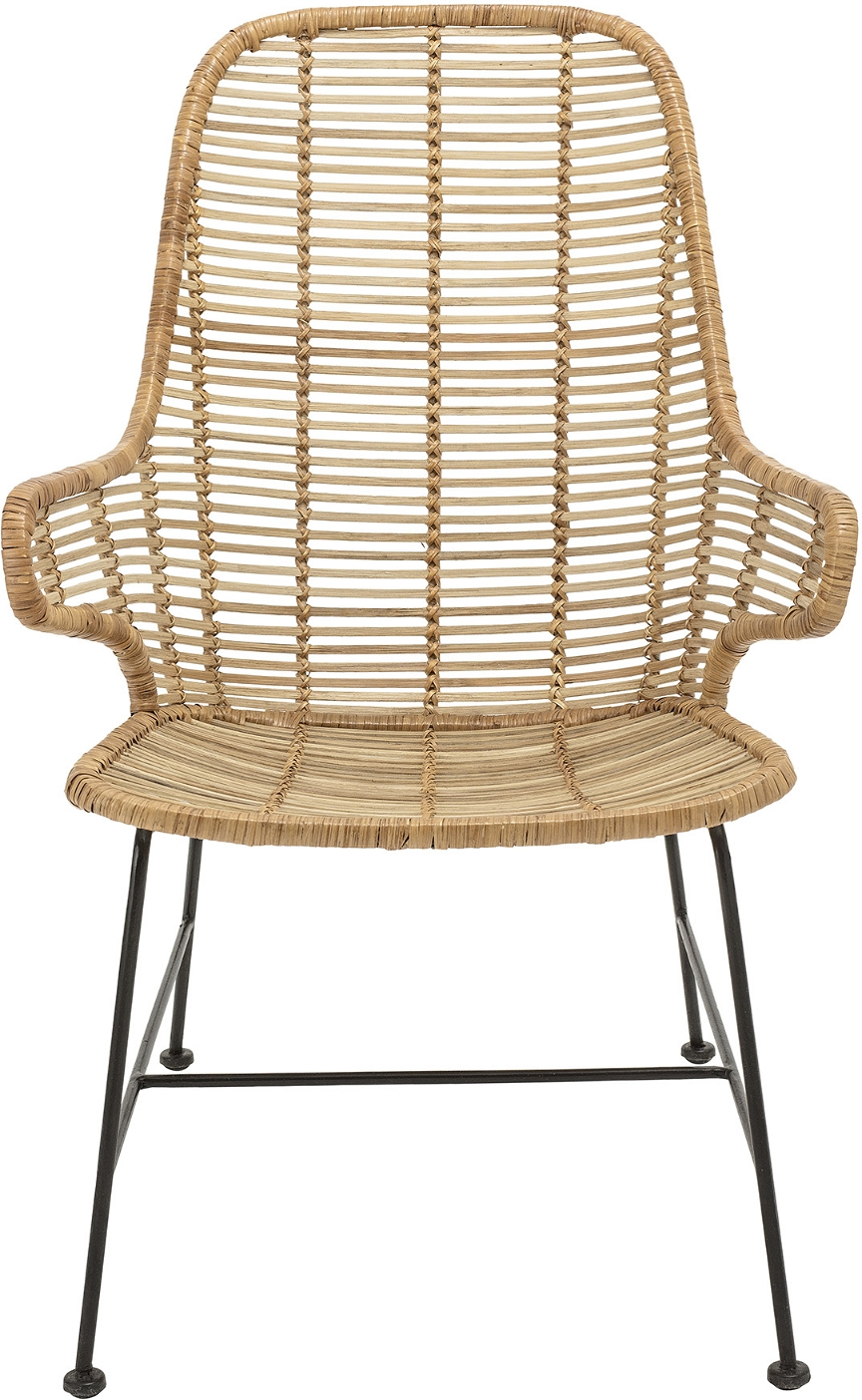 Loungestol Bloomingville Cozy Lake natur rattan og sort jern H88×B70×D58 cm