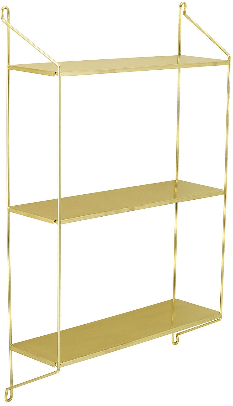 Opbevaringshylde Bloomingville Harmony i messingfarvet stål med 3 hylder H70 x B45 x D13 cm