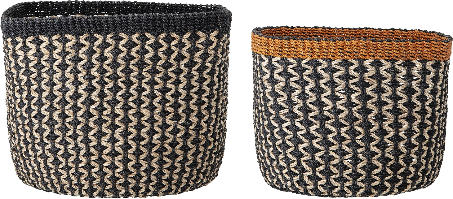 Opbevaringskurvesæt Bloomingville Shana abaca 2 stk natur/sort