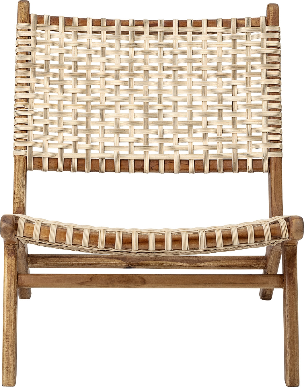 Loungestol/lænestol Bloomingville Keila i naturteak og flettet rattan - dansk design H78xB65 cm