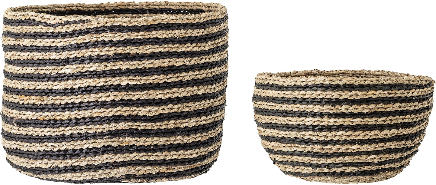 Opbevaringskurve Bloomingville Marialucia sæt 2 havgræs sort Ø33×19,5/Ø42×31 cm
