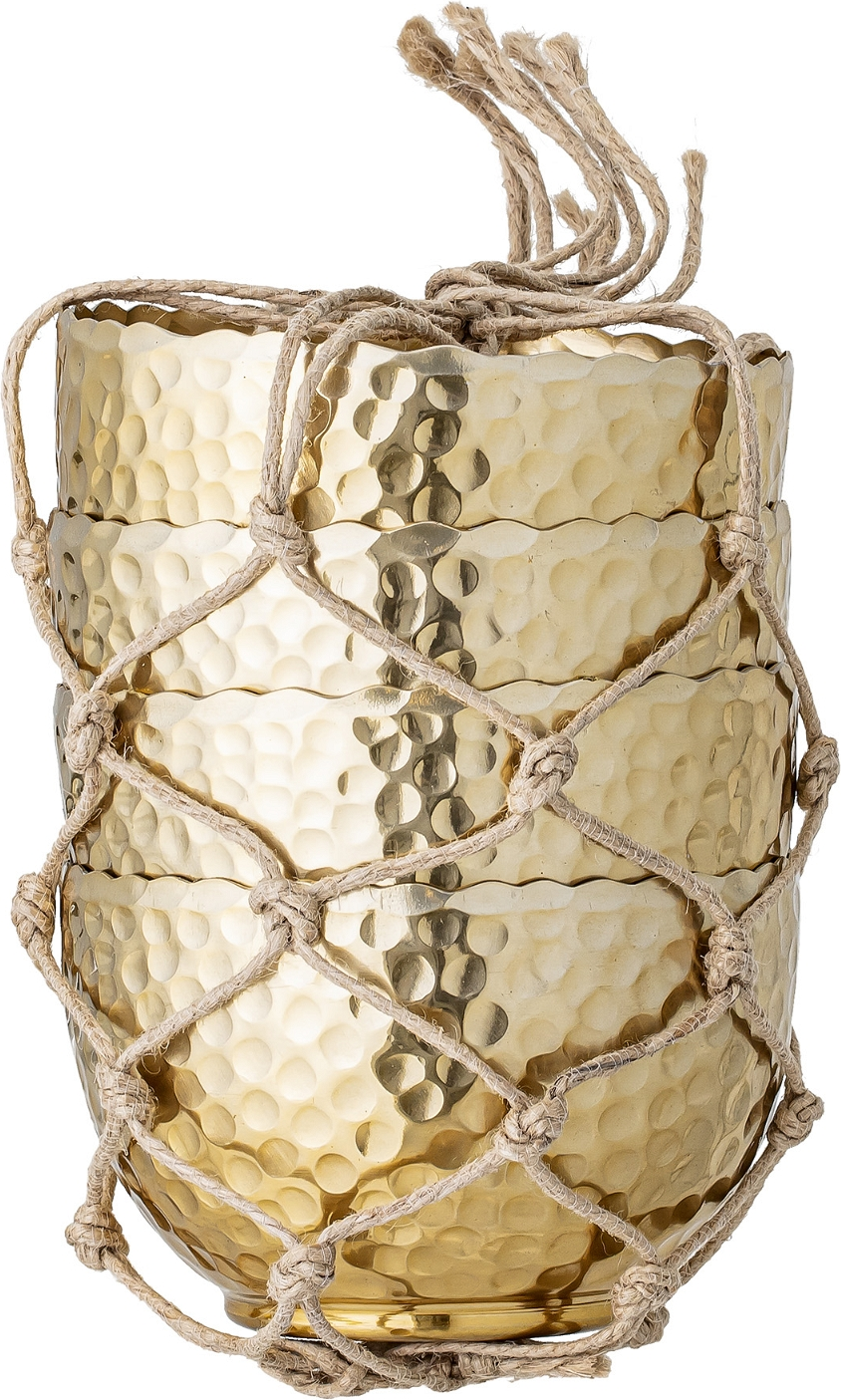 Skålesæt 4 dele Bloomingville Camelia Ø11 cm aluminium guld med rustik reb