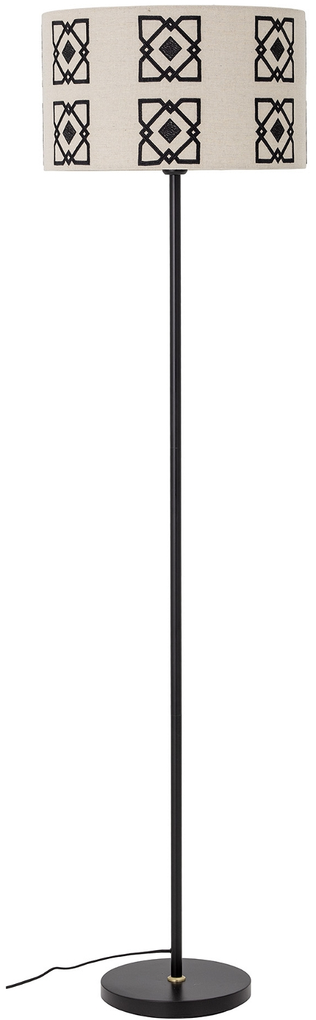 Gulvlampe Bloomingville Selita - sort metal med naturfarvet skærm Ø42xH160 cm