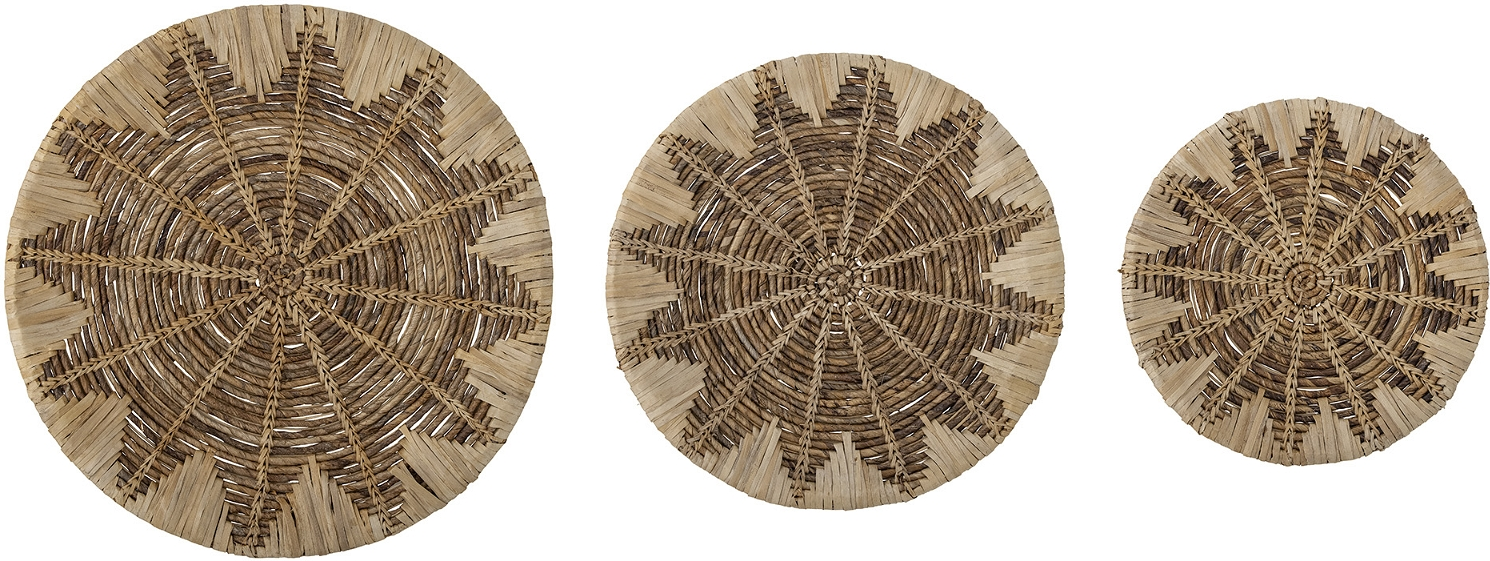 Vægdekorationer Bloomingville Sonna håndlavet sæt 3 bananblad Ø60 cm brun