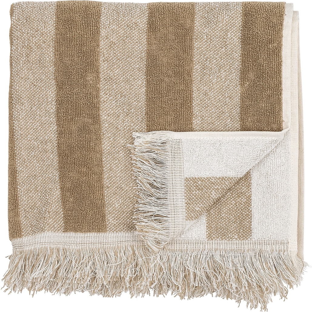 Håndklæde Bloomingville Elaia 70x140 cm 100% bomuld brun stribet med frynser