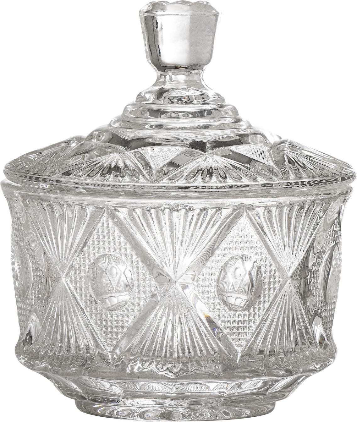 Opbevaringskrukke med låg Bloomingville Ninya i klart glas Ø11 x H16 cm