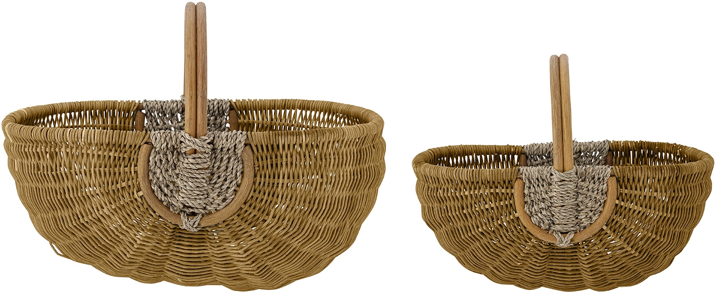 Opbevaringskurv Bloomingville Vibber i håndflettet rattan H37×B32×L50 cm brun