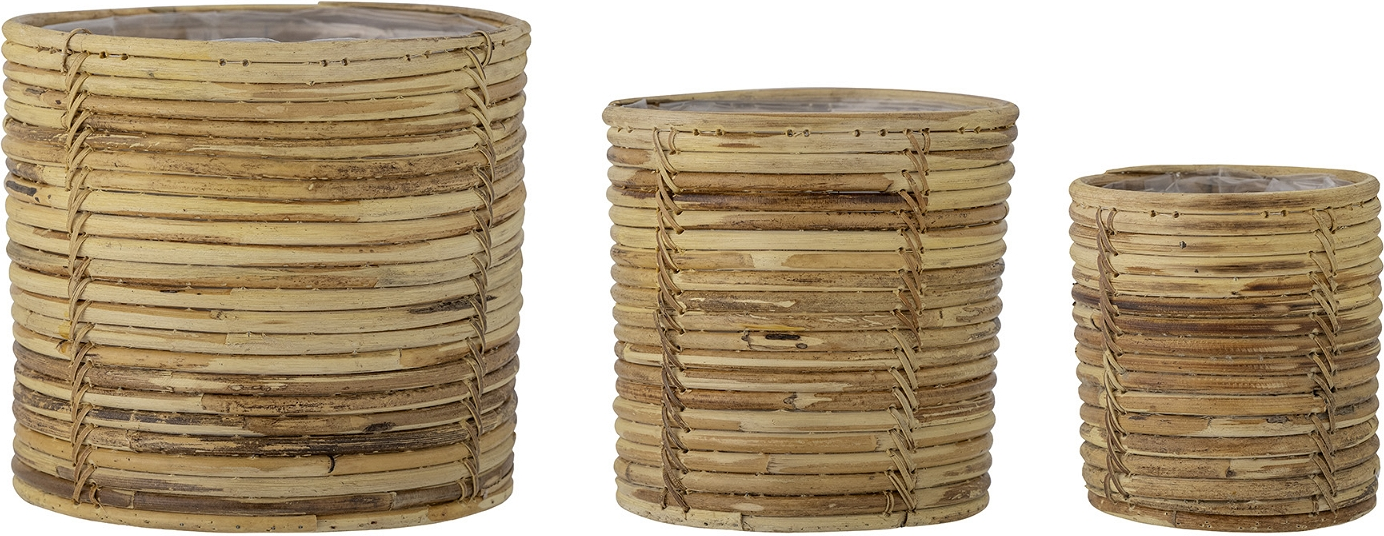 Opbevaringskurv Bloomingville Linoa i naturfarvet rattan Ø25,5 x H23 cm
