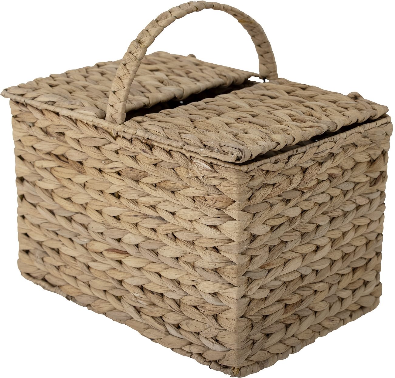 Opbevaringskurv med låg Bloomingville Jasmy vandhyacint natur H33 x B35 x L36 cm