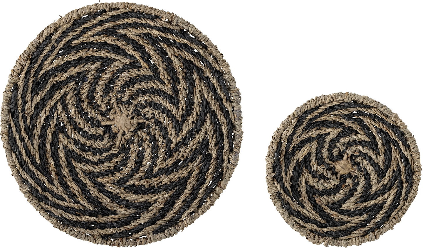 Vægdekoration Bloomingville Linett i håndlavet vandhyacint sort Ø30 cm spiraldesign