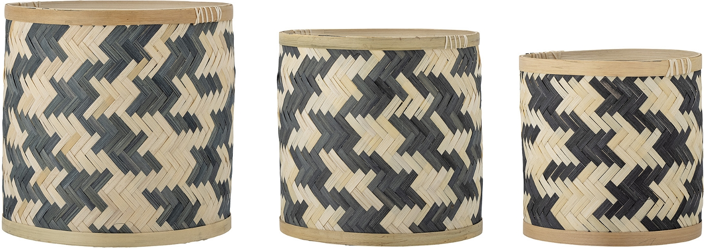 Opbevaringskurv Bloomingville Estell Bambus Sort Ø28 x 28 cm Flettet Design