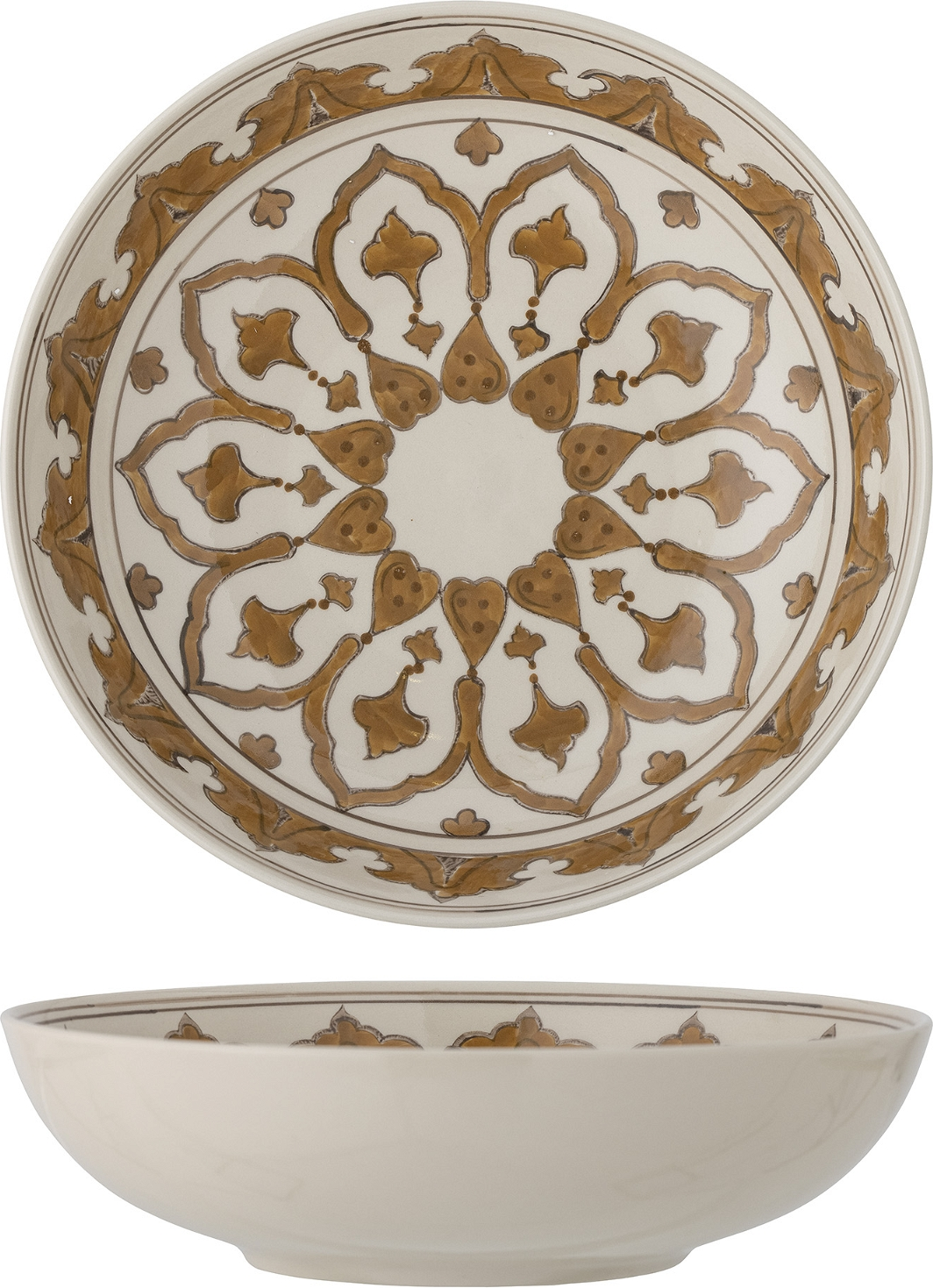 Skål Bloomingville Heikki stentøj Ø32 x H9 cm brun - serverings- og dekorationsskål