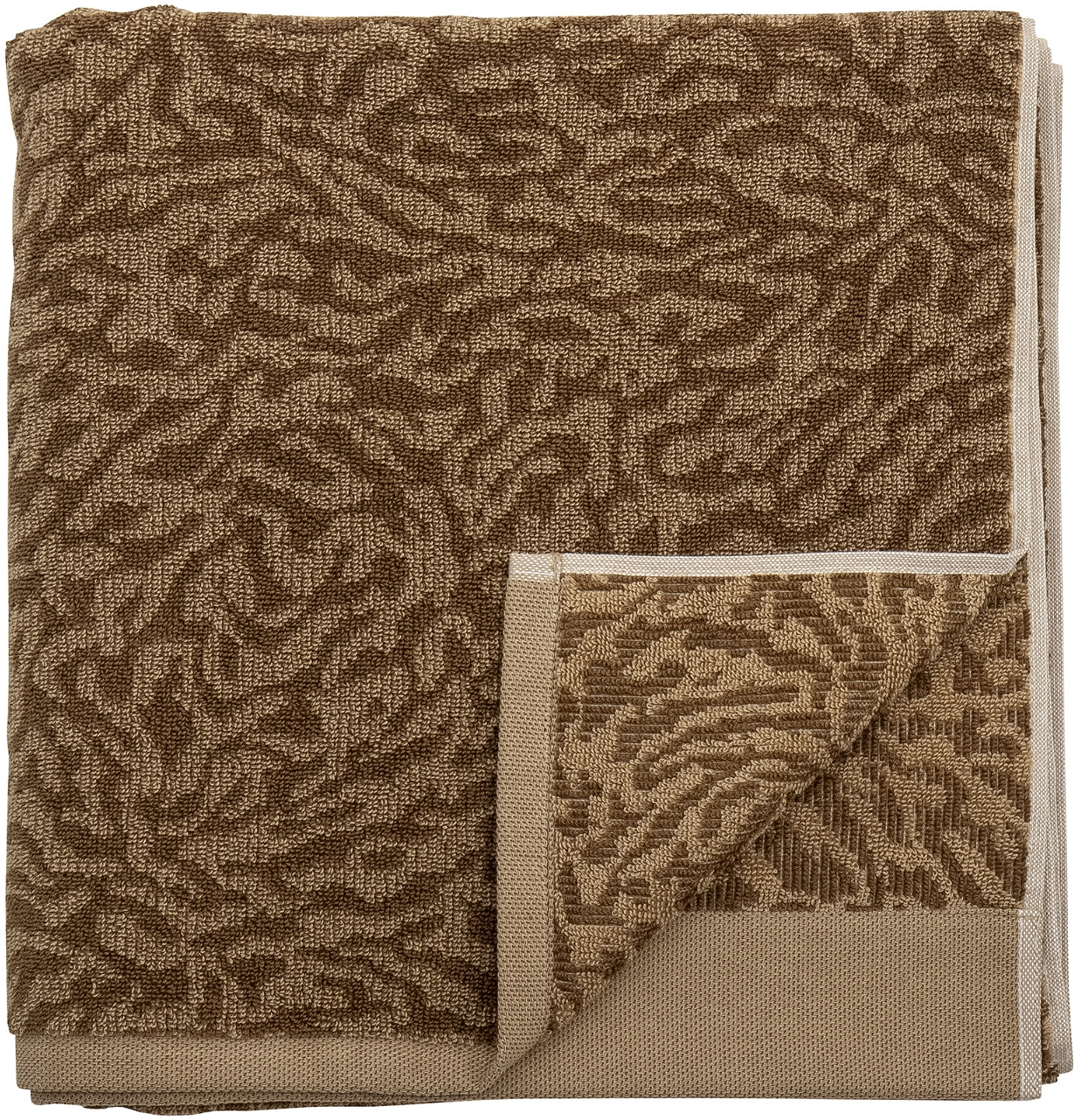 Badehåndklæde Bloomingville Kaysa 70 x 140 cm 100% bomuld brun vævet mønster