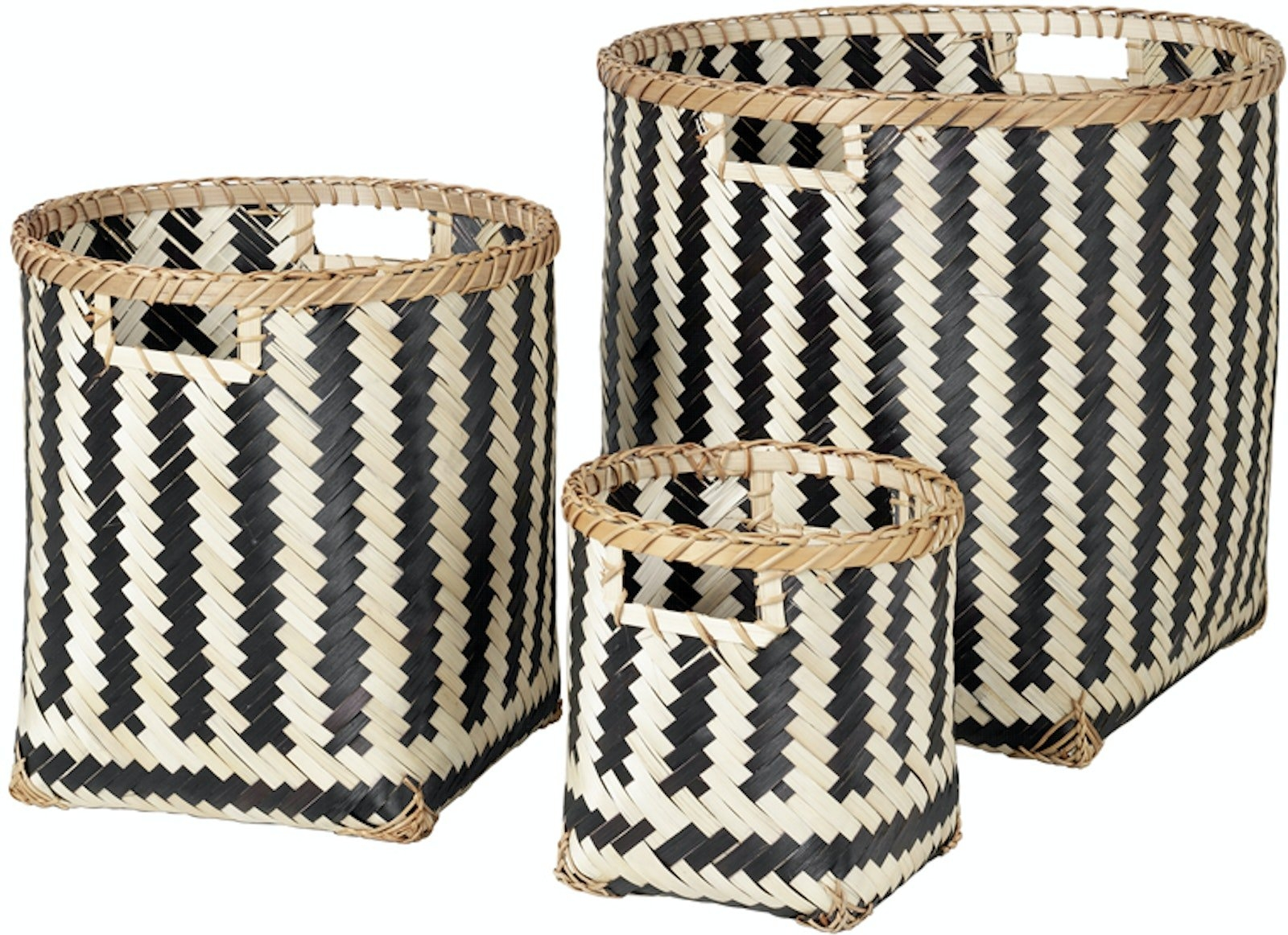 Opbevaringskurvesæt Broste Copenhagen Meli i bambus 3 stk sort/natur
