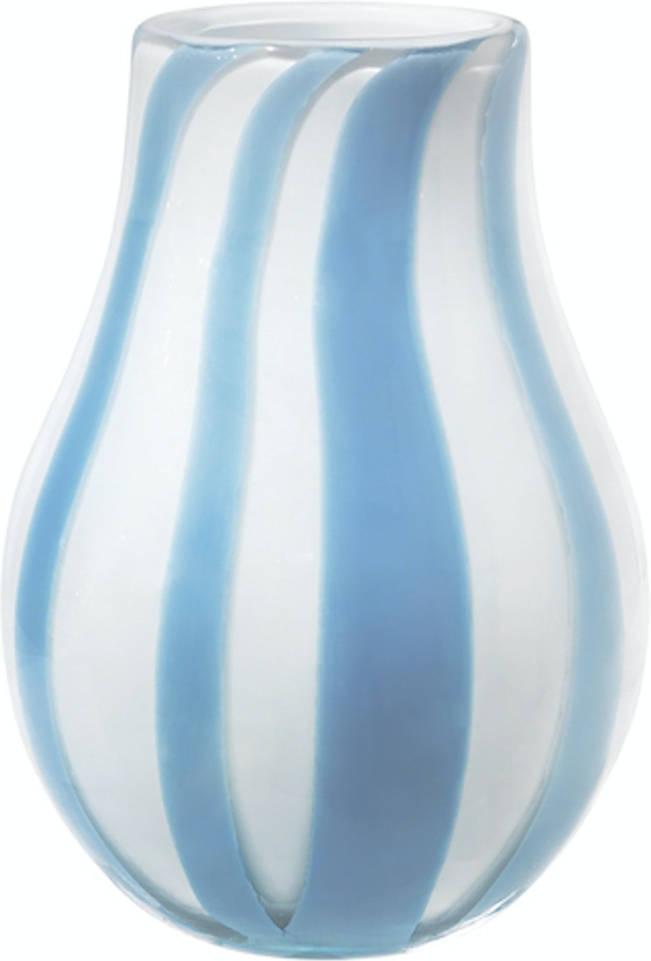 Vase Broste Copenhagen Ada Stripe mundblæst glas blå Ø15,5×22,5 cm
