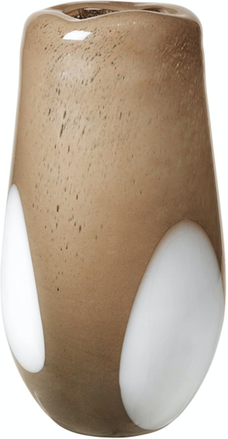 Mundblæst glasvase Broste Copenhagen Ada dot grå Ø19,5 x H37 cm