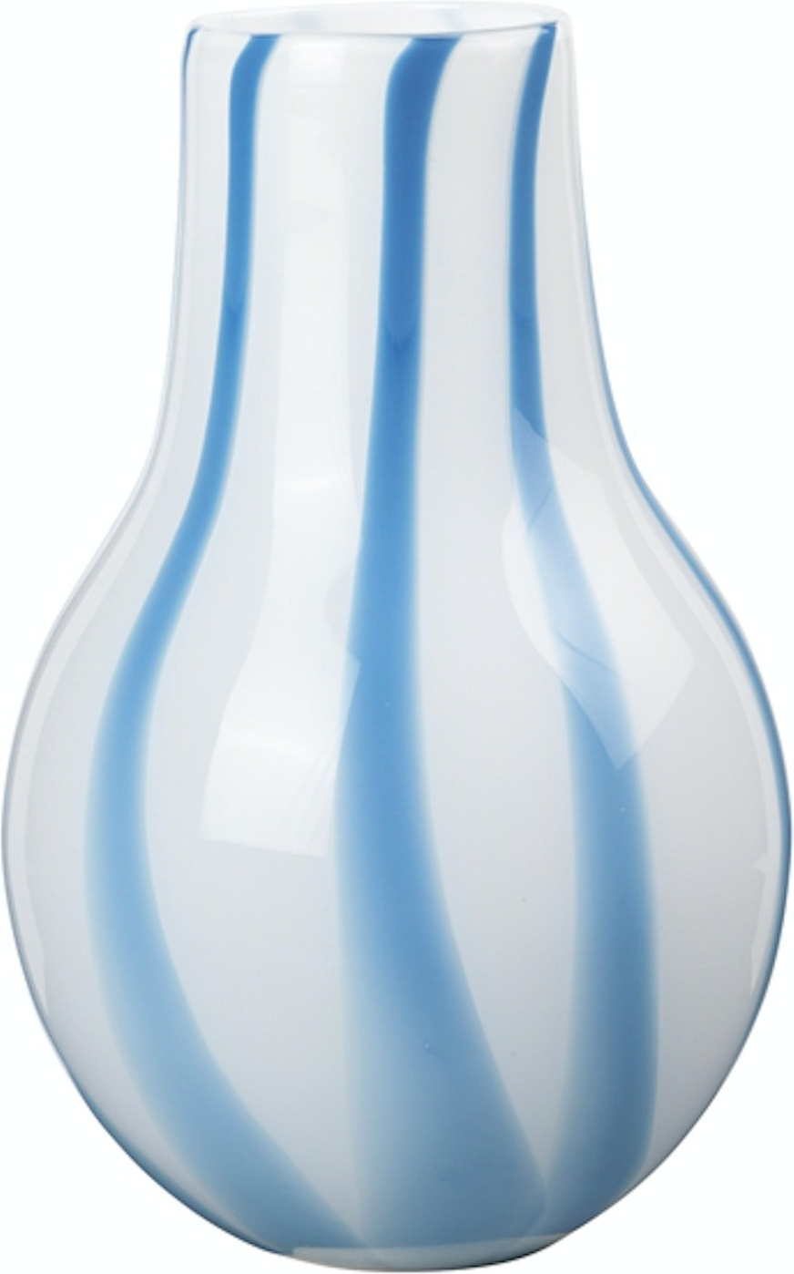 Vase Broste Copenhagen Ada Stripe blå mundblæst glas Ø23,5 x H37 cm