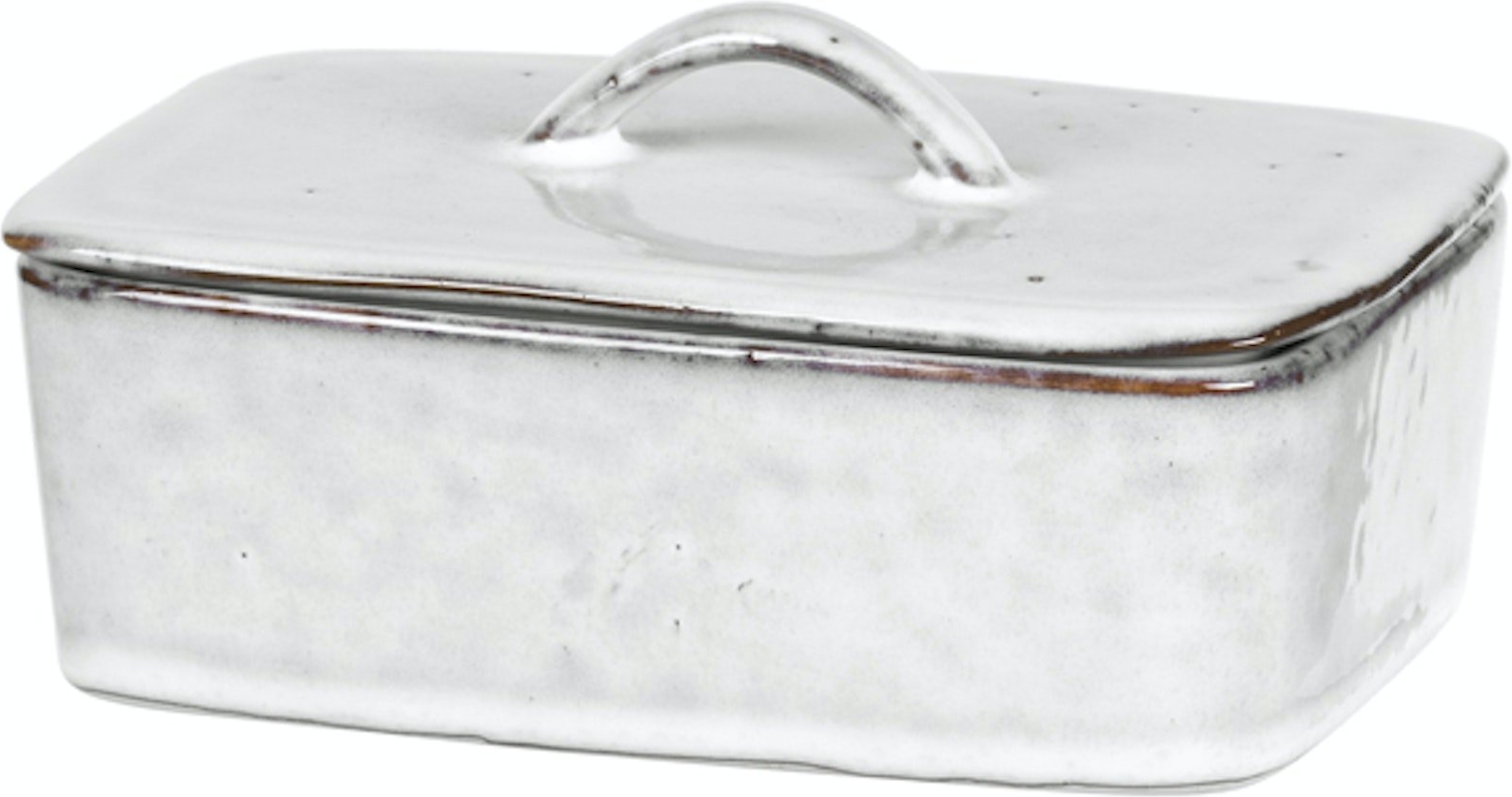 Smørskål / butter dish Broste Copenhagen Nordic Sand sandfarvet stentøj H5,5 B12 L15 cm