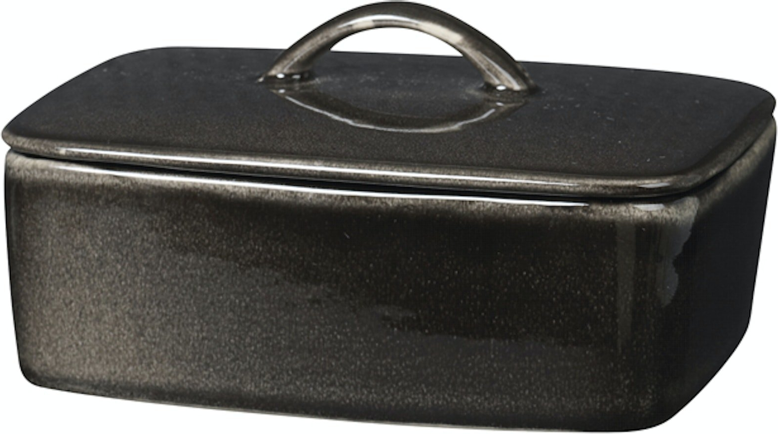 Smørskål i sort stentøj Broste Copenhagen Nordic Coal 15×12×5,5 cm