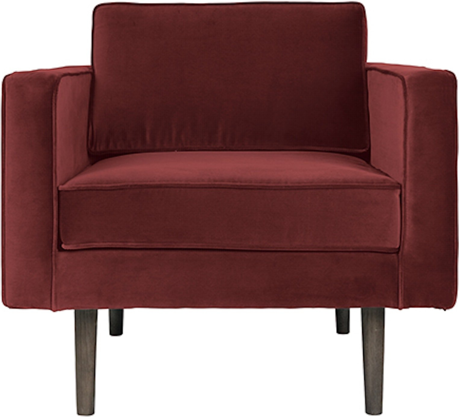 Loungestol Broste Copenhagen Wind rød velour lænestol H74 x B84 x L88 cm