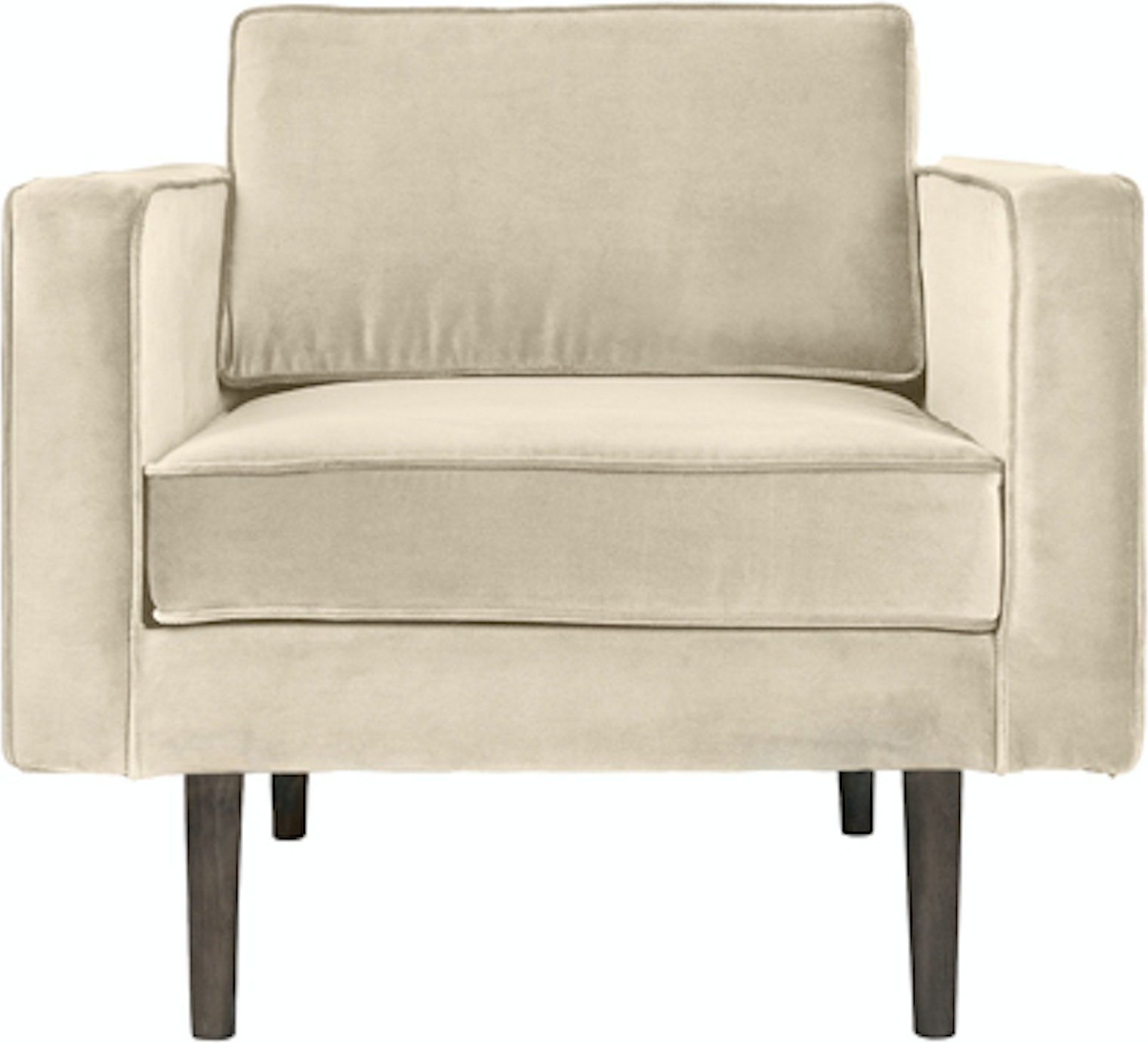 Loungestol/lænestol Broste Copenhagen Wind i hvid velour, ergonomisk design, H74xB84xL88 cm