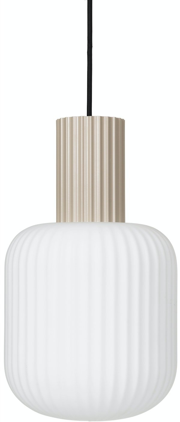 Pendel lampe Broste Copenhagen Lolly Ø20 x H34 cm hvid/sand metal og glas E14