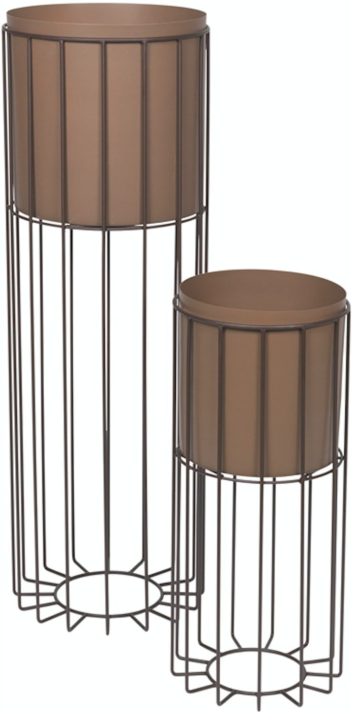 Vasestand med vase Broste Copenhagen Fenja Ø25 x H80 cm brun jern