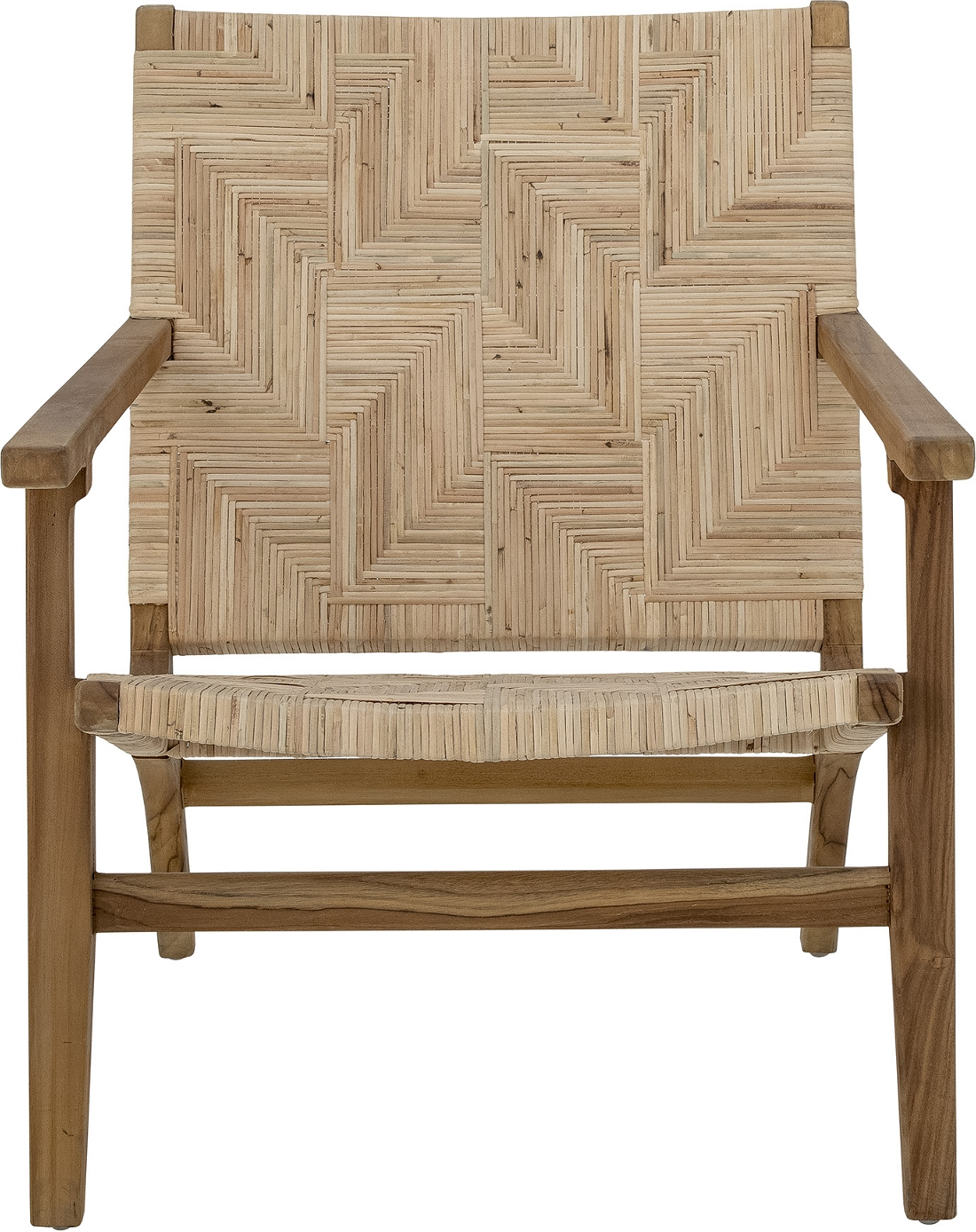 Lænestol Creative Collection Mills i teaktræ og rattan, brun, H77×B63×L76 cm
