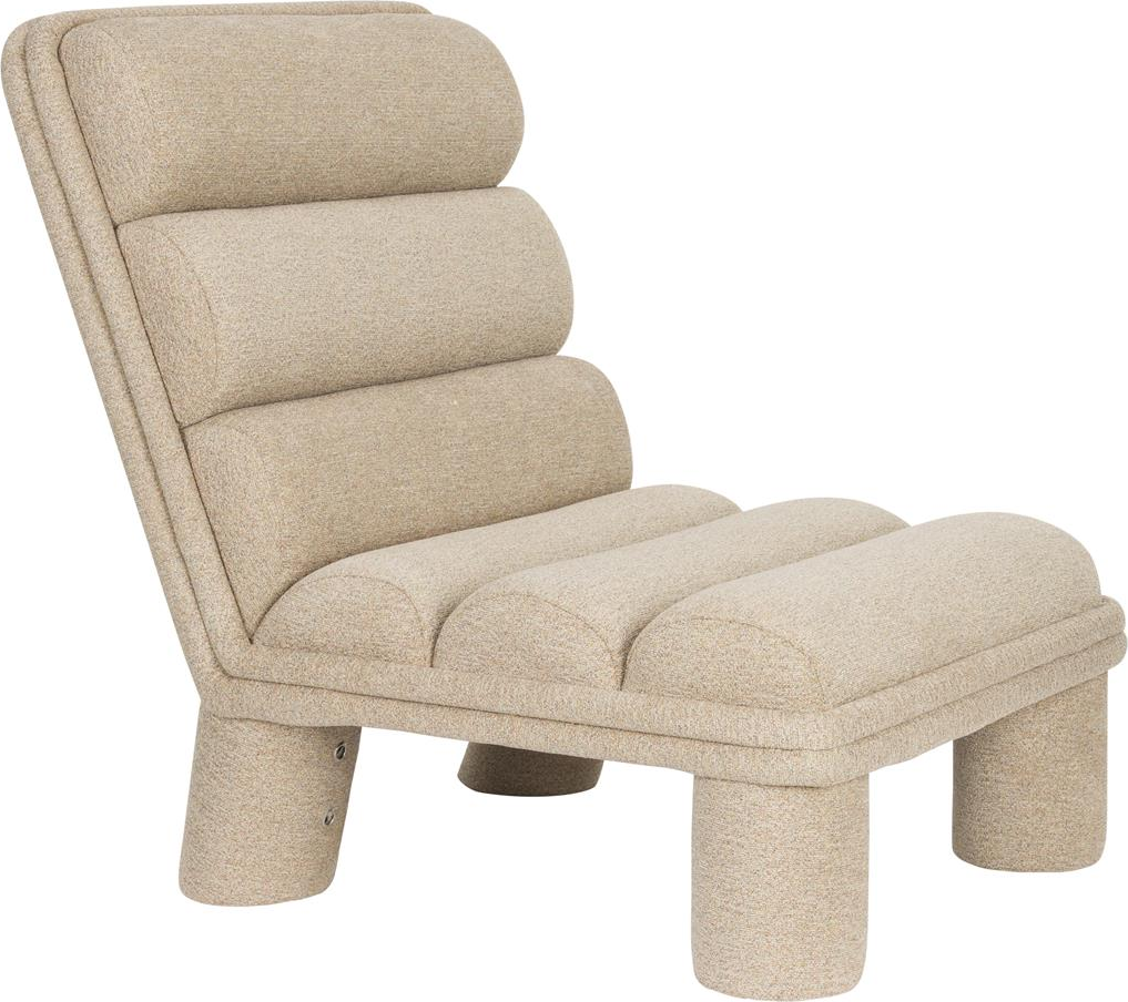 Loungestol Dutchbone Fern - bouclé polyester med PU-skum, jern/MDF stel, stenlysgrå H80xB65xL86 cm