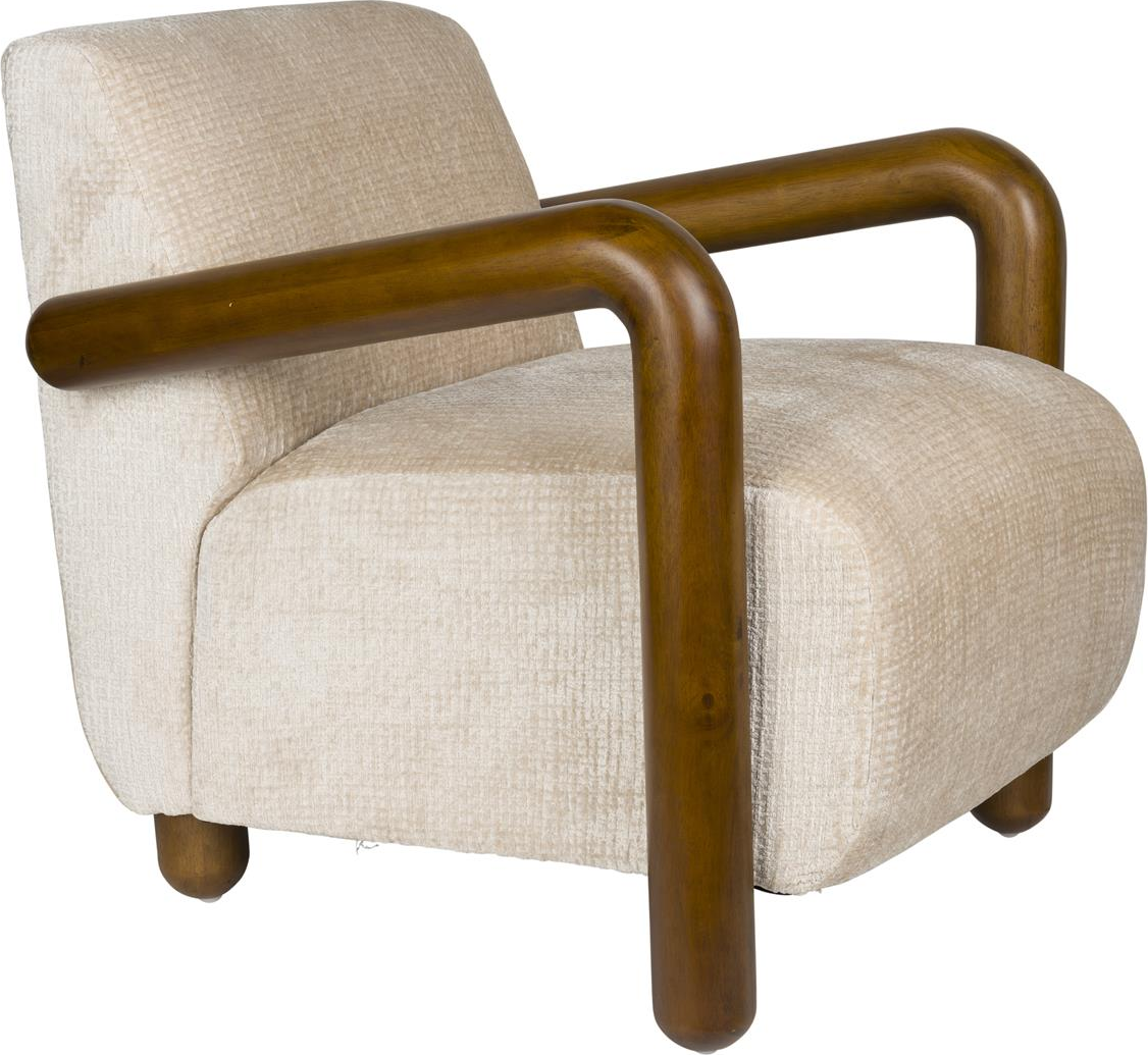 Loungestol Dutchbone Robinson lysgrå polyester med mango træ armlæn