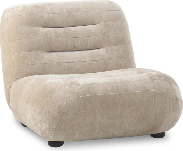 Loungestol Dutchbone Wyatt stenlysgrå polyester, lænestol med gummitræben og nostalgiske runde former, bæreevne op til 180 kg