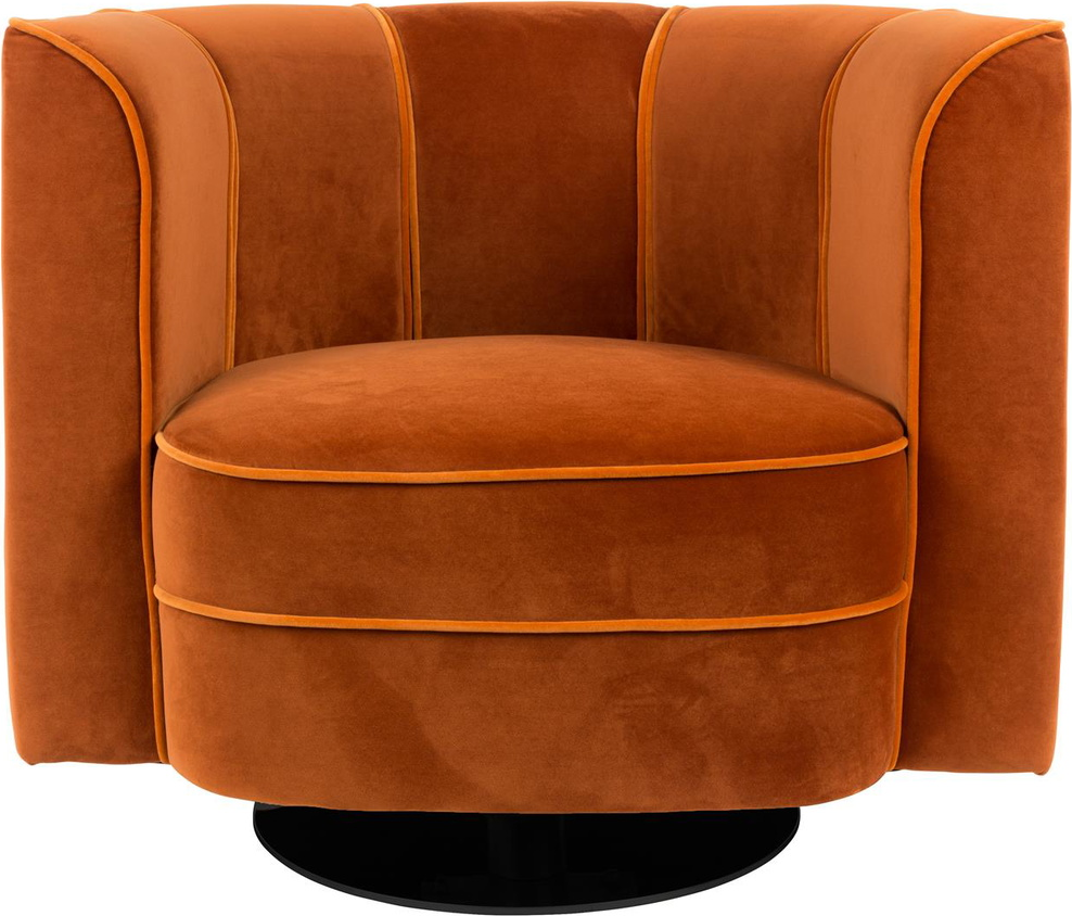 Loungestol til stue Dutchbone Flower - rødbrun polyesterstof med drejefunktion